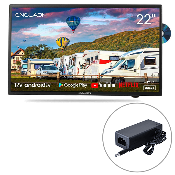 Englaon 22’’ Full HD Smart 12V TV With Built-in DVD Player & Chromecast & Bluetooth Android 11