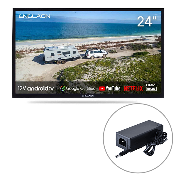 Englaon 24" HD Smart 12V TV with Built-In Chromecast and Bluetooth Android 11
