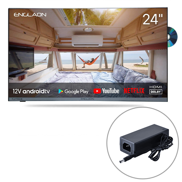 Englaon Frameless 24" Full HD Android Smart 12V TV With Built-in DVD player and Chromecast