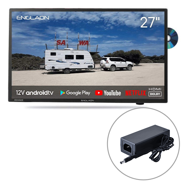 Englaon 27’’ Full HD Android Smart 12V TV with Built-in DVD player & Chromecast