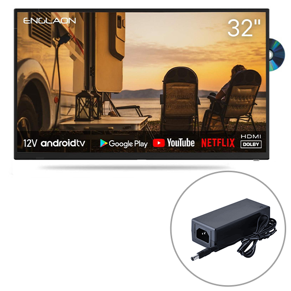 Englaon 32’’ Full HD Android Smart 12V TV with Built-in DVD player & Chromecast