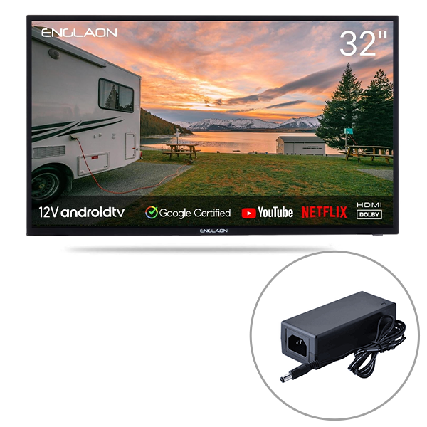 Englaon 32" HD Smart 12V TV with Built-in Chromecast and Bluetooth Android 11