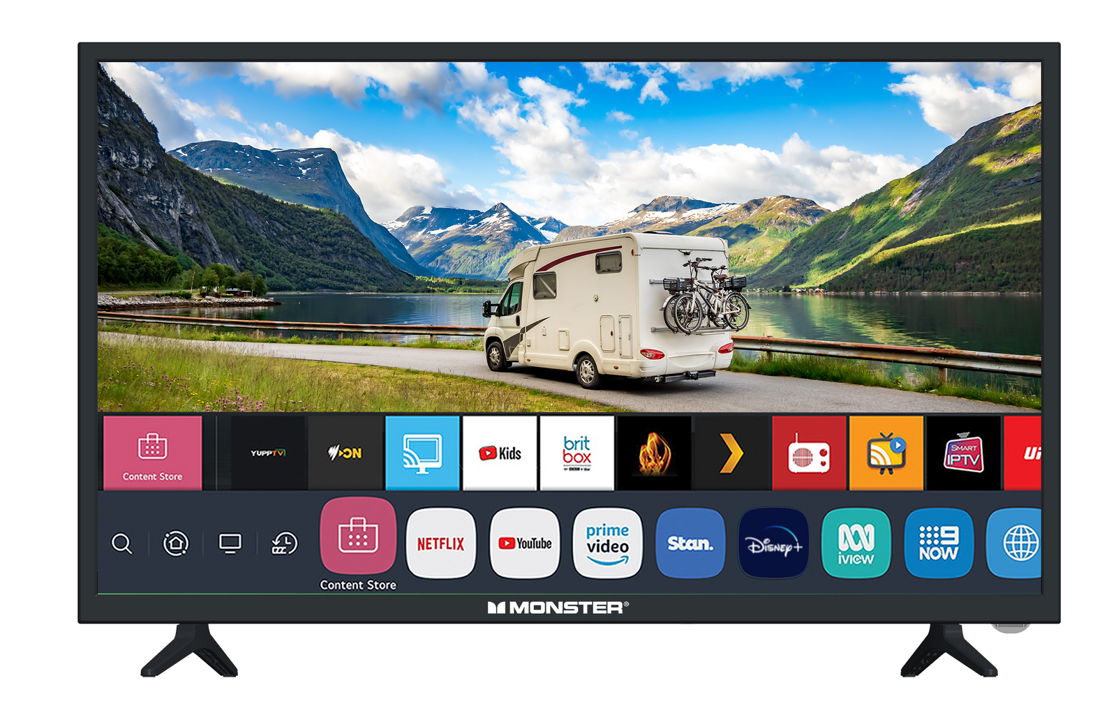 Monster 32" Smart HD TV with WEB OS, Bluetooth & 12V Adaptor