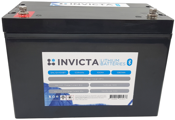 Invicta 12V 100Ah Lithium Battery with Bluetooth