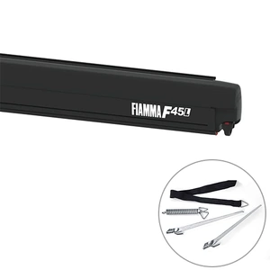 Fiamma F45 L Awning 5.0m Deep Black Cassette with Royal Grey Fabric
