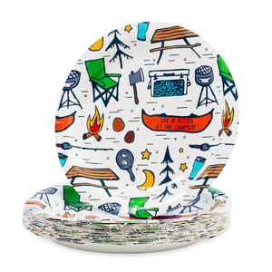 Camco Campsite Pattern Paper Plates, 178mm. 53377