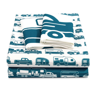 Camco Queen RV Bed Sheet Set, Blue. 53298