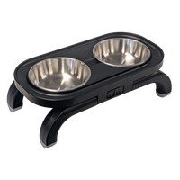 Travellers Twin Pet Bowl - Height Adjustable - Black
