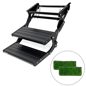 Aussie Traveller Black Manual Double Drop Down Step