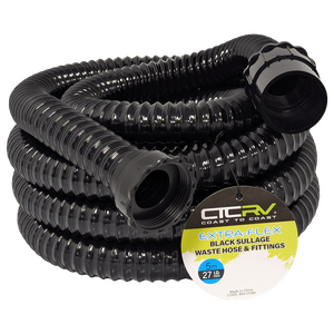 Coast RV 5m Roll Black Extra-Flex Sullage Waste Hose with 40mm Fittings, 27mm I.D.