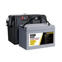 Giantz 12V 100Ah AGM Deep Cycle Battery with Battery Box, Max 1400 Cycles