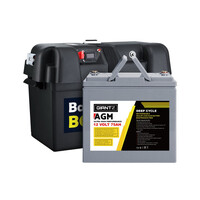 Giantz 12V 75Ah AGM Deep Cycle Battery with Battery Box, Max 1400 Cycles