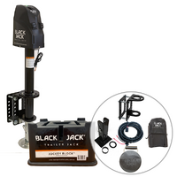 Black Jack Electric Trailer Jack Bundle with Harness kit & Jockey Block
