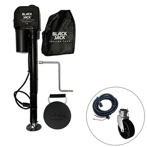 Black Jack MINI Electric Trailer Jack Bundle with Harness kit & Jockey Wheel