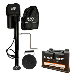Black Jack MINI Electric Trailer Jack Bundle with Jockey Block
