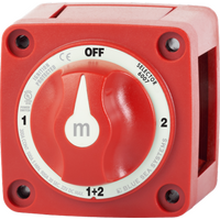 Blue Sea m-Series Red Mini Selector Off-1-2-Both Battery Switch with Knob