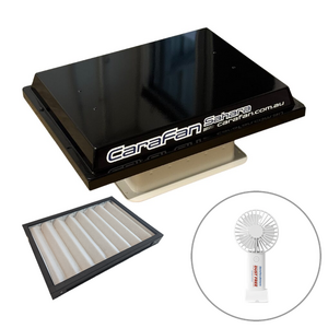 CaraFan Sahara 12V CP700 Black Caravan Pressuriser with Replacement Filter Washable Bundle