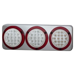 Supex Combination Rear Lamps, Stop/Tail/Indicator with Clear Lens & Chrome Base