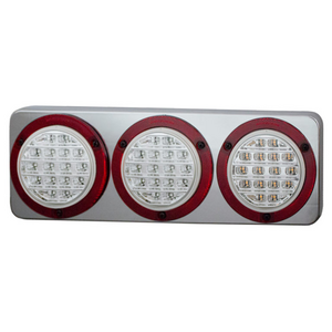 Supex Combination Rear Lamps, Stop/Tail/Indicator/Reverse with Clear Lens & Chrome Base