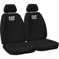 CAT Icon Design Black Premium Quality 12oz Poly / Cotton Canvas Seat Covers, Size 30