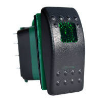 Enerdrive 7 Pin (On)-Off-(On) DPDT Rocker Switch, Green