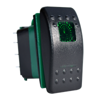Enerdrive 7 Pin On-Off-(On) DPDT Rocker Switch, Green