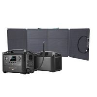 EcoFlow River600 PRO Portable Power Station (60Ah@12V) Bundle with Extra Battery with Folding Solar Panel