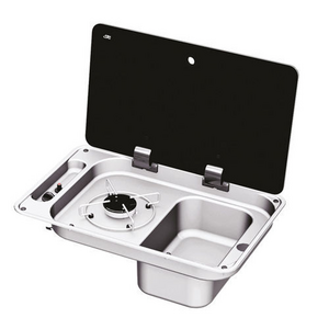 NCE CAN 1 Burner Rectangular Hob Unit with Right Hand Sink and Piezo Ignition