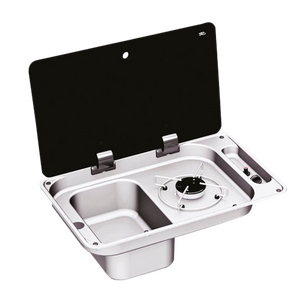NCE CAN 1 Burner Rectangular Hob Unit with Left Hand Sink and Piezo Ignition