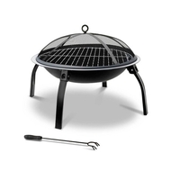 Grillz Portable 22" Camping Fire Pit & BBQ Smoker