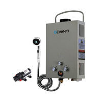 Devanti Grey Outdoor Gas Hot Water Heater with 12V Water Pump