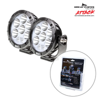 Great Whites Attack 2 x 170 Series Round LED Driving Light with 12/24V Wiring Harness