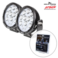Great Whites Attack 2 x 220 Series Round LED Driving Light with 12/24V Wiring Harness