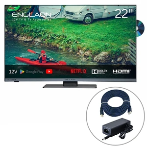 Englaon 22" Frameless Full HD Google Smart 12V TV With Built-in DVD player & Chromecast