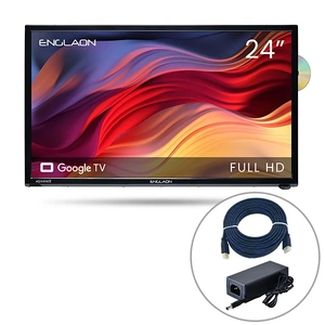 Englaon 24" Full HD Smart 12V TV with Built-in DVD player & Chromecast & Bluetooth Android 11