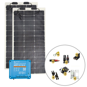 Sunman eArc 2 x 100W Flexible Solar Panel with Victron SmartSolar MPPT 75/15 Charge Controller & Wiring Kit