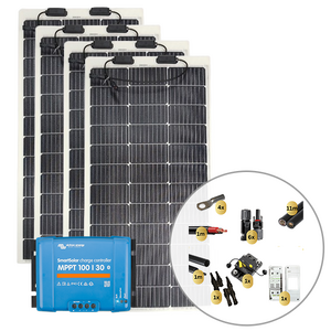 Sunman eArc 4 x 100W Flexible Solar Panel with Victron SmartSolar MPPT 100/30 Charge Controller & Wiring Kit