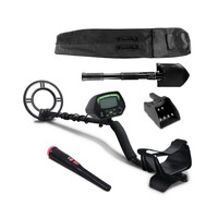 Weisshorn Black Metal Detector with Pinpointer, Shovel & LCD Screen
