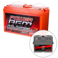 Power AGM 12V 135Ah Dual Purpose Battery Bundle with Portable Multi-Function Battery Box with LED light