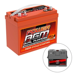 Power AGM 12V 135Ah Dual Purpose Battery Bundle with Portable Multi-Function Battery Box with LED light