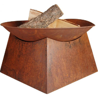 Wildtrak Rustic Square Base with Round Fire Bowl, 56.5x56.5x34cm