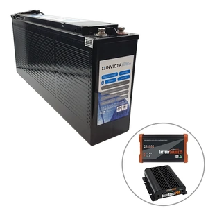 Invicta 12V 100Ah Front Terminal Lithium Battery with Bluetooth + BMPRO 30A 12V DC Battery Charger + BMPRO 25A 12V AC Battery Charger