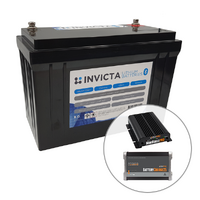 Invicta 12V 125Ah Lithium Battery with Bluetooth + BMPRO 30A 12V DC Battery Charger + BMPRO 25A 12V AC Battery Charger