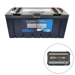 Invicta 12V 200Ah Lithium Battery with Bluetooth + BMPRO BatteryPlus35-II-HA 35A High Amp Battery Management System Bundle