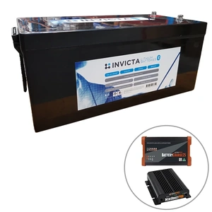 Invicta 12V 300Ah Lithium Battery with Bluetooth + BMPRO 30A 12V DC Battery Charger + BMPRO 25A 12V AC Battery Charger