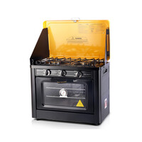 Devanti 3 Burner Portable Gas Oven, Yellow & Black