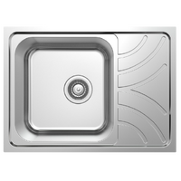 NCE 605mm One Piece Square Stainless Steel Sink with Off-centre Drain