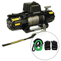 Bushranger Revo 10,000LB / 4,536kg Synthetic Winch Bundle with 11,000kg Tree Trunk Protector & Recovery Gloves