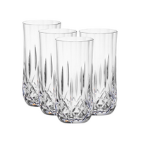 D-Still 380ml Unbreakable Cut Crystal Highball Glass, Set of 4