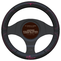 R.M. Williams Black / Pink Leather Steering Wheel Cover